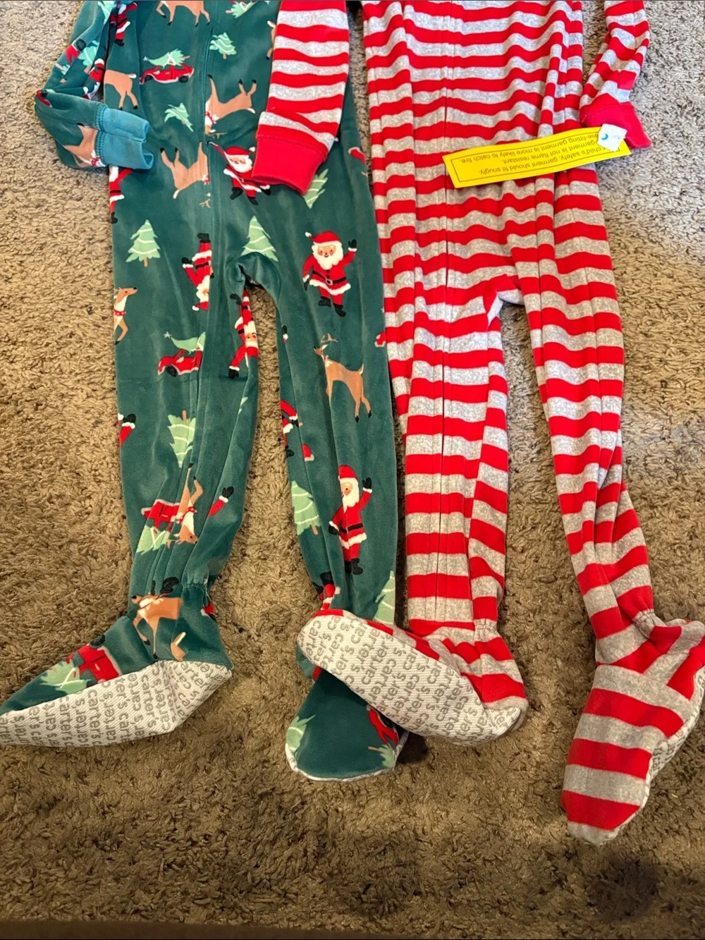 Carter's Red & Green Holiday Footed One-Pieces